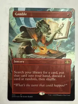 MTG: Gamble BORDERLESS FOIL Card Dominaria Remastered 433- NM - Image 1