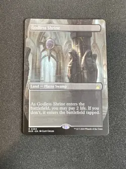 MTG English Godless Shrine (Borderless) NM Normal Ravnica Remastered - Image 1