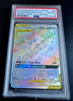 PSA 10 GEM 2019 Pokemon Moltres Zapdos Articuno GX 69/68 Secret Rare Hidden Fate - Image 2