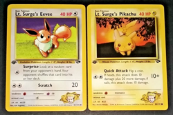 1ST EDITION POKEMON GYM CHALLENGE - LT. SURGE'S EEVEE AND PIKACHU NON HOLO (NM) - Image 2