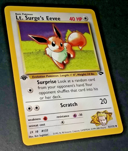 1ST EDITION POKEMON GYM CHALLENGE - LT. SURGE'S EEVEE AND PIKACHU NON HOLO (NM) - Image 5