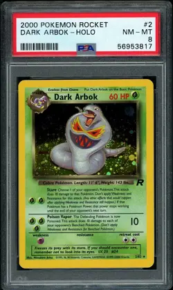 2000 Pokemon Team Rocket Dark Arbok Holo #2 PSA 8 NM-MT - Image 1