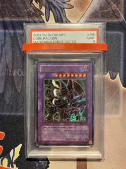 Yugioh! Dark Paladin MFC-105 PSA 9 Graded Magician's Force-1st Edition error art - Image 1