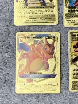 Set of 4 Pokemon Charizard Factory Error Back Gold Foil Fan Art Display Cards LP - Image 4