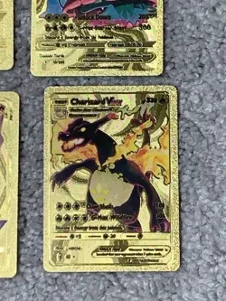 Set of 4 Pokemon Charizard Factory Error Back Gold Foil Fan Art Display Cards LP - Image 5