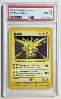 Zapdos Holo 16/102 - PSA Grade 8 - LP/NM - 1999 Pokemon Base Set Unlimited Card - Image 1