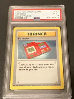 Pokemon Card Pokedex 87/102 Shadowless Base Set Graded PSA 9 MINT - Image 1