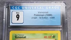 Pokemon CGC Mint 9 Venonat First Edition Jungle Set 63/64 Graded Card - Image 2