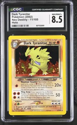 CGC 8.5 Dark Tyranitar 2002 Neo Destiny 11/105 Holo Pokemon Card - Image 1