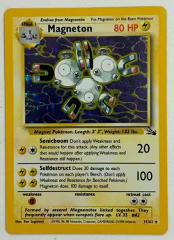 Magneton 11/62 Holo Rare Unlimited Fossil Pokemon Card WOTC NM/LP Vintage TCG - Image 1