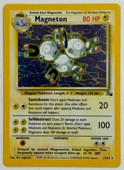 Magneton 11/62 Holo Rare Unlimited Fossil Pokemon Card WOTC NM/LP Vintage TCG - Image 2