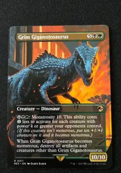 MTG - Grim Giganotosaurus - LCI, Jurassic World Collection - Borderless Rare #11 - Image 1