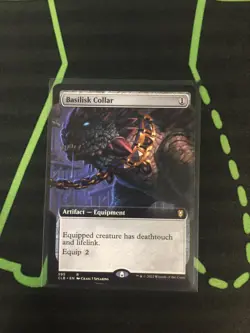 MTG Magic The Gathering Basilisk Collar 595 CLB Ext.Art Artifact Commander - Image 1