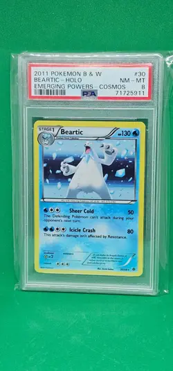 2011 Pokemon B&W Beartic Holo Emerging Powers Cosmos 30/98 PSA 8 NM-MT - Image 1