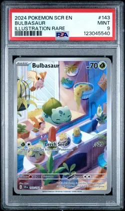 2024 Pokemon SCR EN-Stellar Crown #143 Bulbasaur Illustration Rare PSA 9 - Image 1