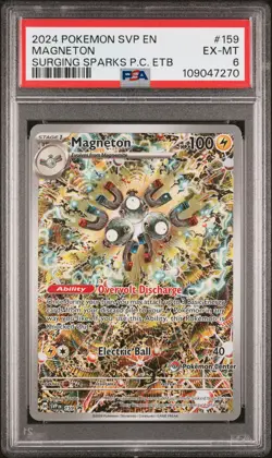 2024 POKEMON SURGING SPARKS POKEMON CENTER ETB SVP PROMO #159 MAGNETON PSA 6 - Image 1