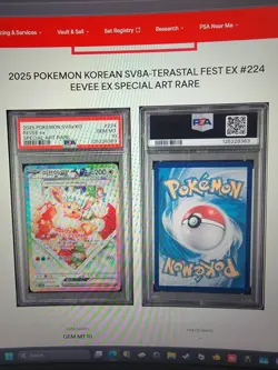 Pokemon TCG ***PSA 10*** Eevee ex SAR 224/187 SV8a Terastal Festival **Korean** - Image 1