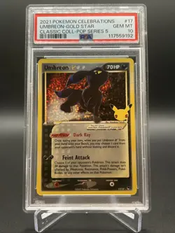 2021 Umbreon Gold Star Pokemon 25th Anniversary Celebration 17/17 PSA 10 - Image 1
