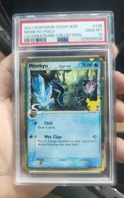 2021 Pokemon Mimikyu Delta Species Black Star Promo SWSH136 Celebrations PSA 10 - Image 1