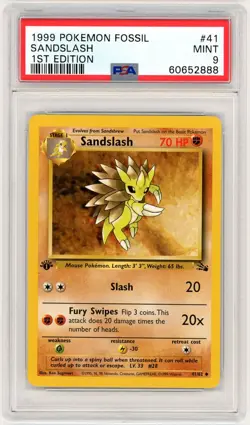 1999 Pokemon Fossil #41 Sandslash 1st Edition PSA 9 - Image 1
