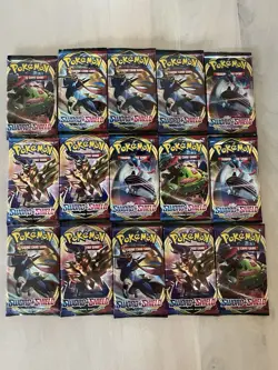 Pokemon TCG Sword and Shield Base Set Booster Pack Lot Of 15 Packs New - Image 1
