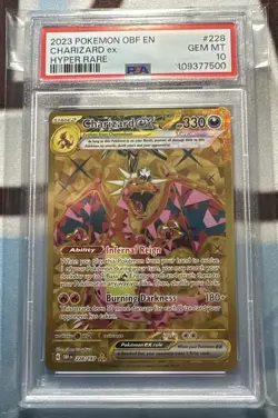Pokemon TCG Charizard EX 228/197 Obsidian Flames Hyper Rare Gold GEM MINT PSA 10 - Image 1