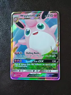 Pokemon TCG Wigglytuff GX Holo Card 42/68 SM Hidden Fates Ultra Rare - Image 1