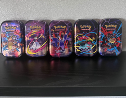 5 Mega Evolution EMPTY Mini Tins + Collectible Card & Sticker - Pokemon TCG - Image 1