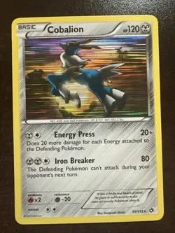 Cobalion 91/113 Holo Rare LP Pokemon TCG Legendary Treasures - Image 1