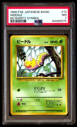 PSA 7 Near Mint Weedle No. 013 No Rarity Symbol 1996 Japanese Graded Card - Image 1