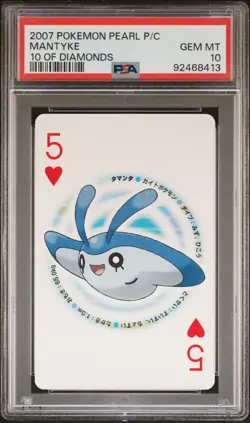 2007 POKEMON PEARL VERSION PLAYING CARDS 10 OF DIAMONDS MANTYKE PSA 10 - Image 1