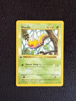 1999 Pokemon TCG Base Set Weedle Card #69/102 1st Edition Shadowless - Image 1