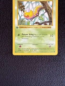 1999 Pokemon TCG Base Set Weedle Card #69/102 1st Edition Shadowless - Image 2
