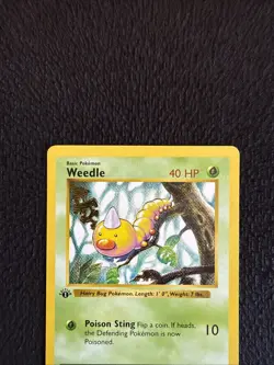 1999 Pokemon TCG Base Set Weedle Card #69/102 1st Edition Shadowless - Image 3