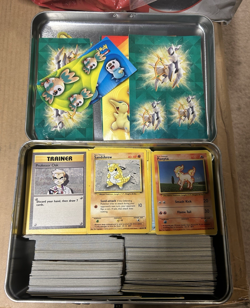 Massive Lot Of 400+ Pokemon Cards With Tin Shown Lunchbox Stickers Wear Shown - Image 1