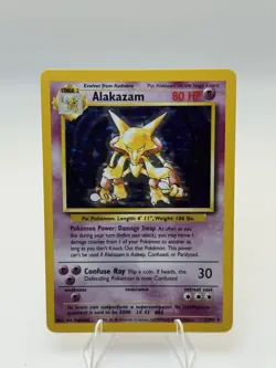 Pokemon TCG Alakazam Base Set Holo Card 1/102 Unlimited Holo Rare, LP Condition - Image 2