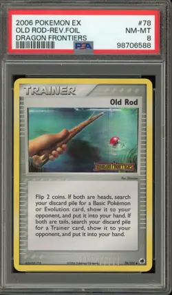 Pokemon Old Rod EX Dragon Frontiers Reverse Holo #78 PSA 8 - Image 1