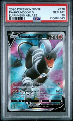 2020 POKEMON SWORD & SHIELD DARKNESS ABLAZE #178 FULL ART/HOUNDOOM V PSA 10 - Image 1