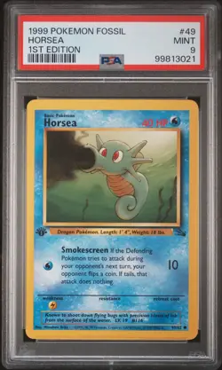 Pokemon TCG 1st Edition Horsea From the Fossil Set, PSA 9 - Image 1
