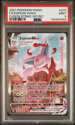 2021 POKEMON SWORD & SHIELD FUSION STRIKE SECRET #270 FULL ART/ESPEON VMAX PSA 9 - Image 1