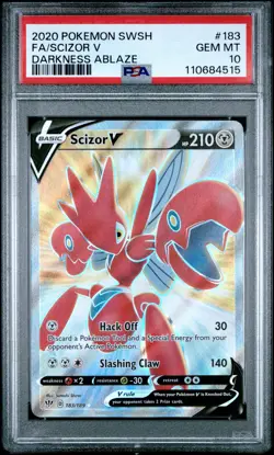 2020 POKEMON SWORD & SHIELD DARKNESS ABLAZE #183 FULL ART/SCIZOR V PSA 10 - Image 1