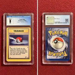 Pokemon Miscut Error Poke Ball Trainer Card Jungle Unlimited 64/64 CGC 8 - Image 1