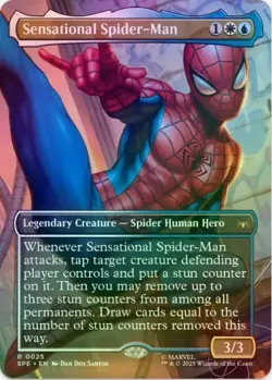 1 x Sensational Spider-Man - Borderless - Foil - SPE - LP - MTG - Image 1