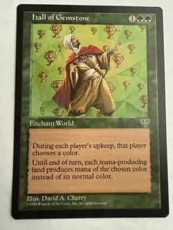 MTG: Hall of Gemstone Card Regular Green Rare Mirage -NP - Image 1