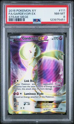 PSA 8 NM-MT 2016 POKEMON XY STEAM SIEGE #111 FULL ART GARDEVOIR EX - Image 1
