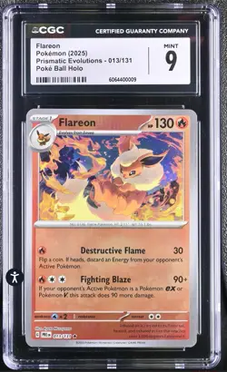 ‼Pokemon TCG Flareon Poke Ball Pattern 013/131 Prismatic Evolutions GRADE 9!💨 - Image 1