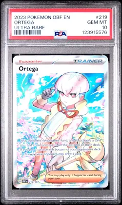 2023 POKEMON OBF EN-OBSIDIAN FLAMES #219 ORTEGA ULTRA RARE PSA 10 - Image 1