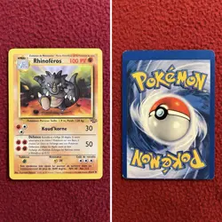 Pokemon Miscut Error Rhydon French Jungle Unlimited 45/64 LP - Image 1