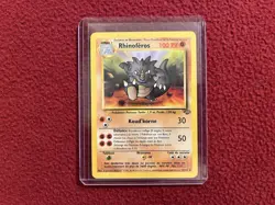 Pokemon Miscut Error Rhydon French Jungle Unlimited 45/64 LP - Image 2