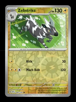 Zebstrika Reverse Holo Common SV08: Surging Sparks 063/191 NM Pokemon NM - Image 1